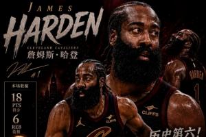 里程悲之夜！哈登全场0失误&15中6得18分6板2助但正负值-22！